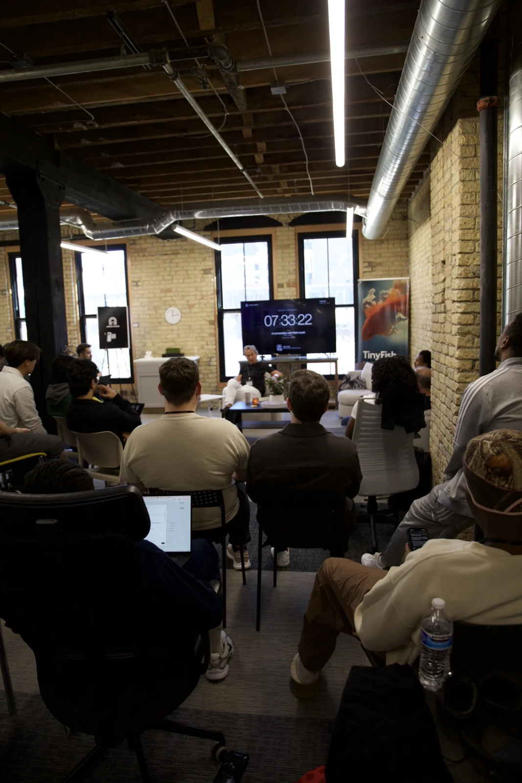 Builders listening during Mark Lacek’s conversation at Origin House